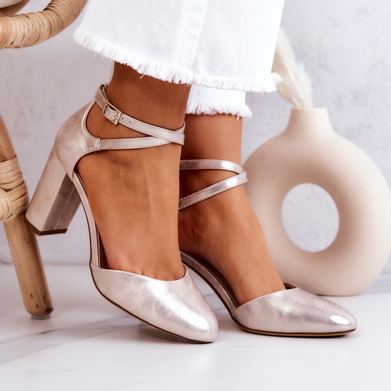 Läderpumpar på en pelare Sergio Leone SK851 Golden gyllene 2