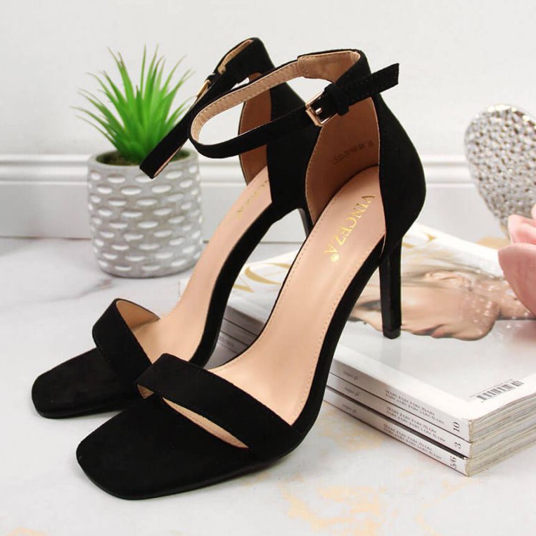 Svarta Vinceza W JAN81A högklackade mockasandaler 2