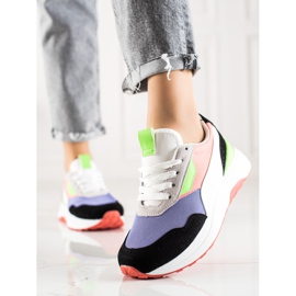TRENDI Färgglada sneakers på plattformen vit svart purpur mångfärgad 1