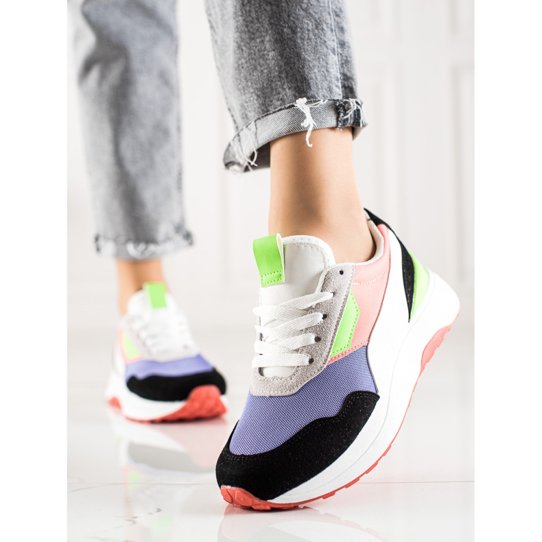 TRENDI Färgglada sneakers på plattformen vit svart purpur mångfärgad 1