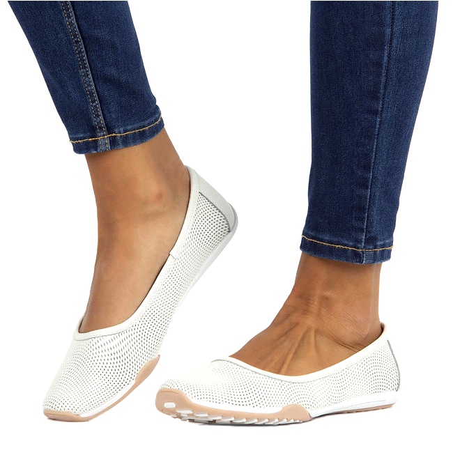 Genombrutna vita ballerinor i läder Filippo DP3681 / 22 WH mångfärgad 4