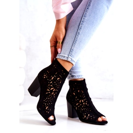 FB1 Svarta genombrutna stövlar på en stolpe Bretagne 2