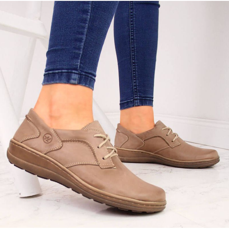 Komfortläderskor Helios 715 Beige 2