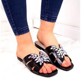 Svarta tofflor med stenar S. Bararski W OLI104 3