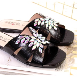 Svarta tofflor med stenar S. Bararski W OLI104 4