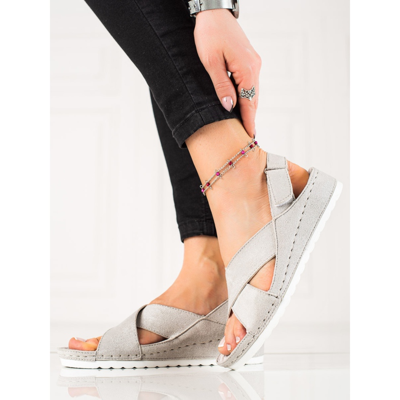 Sandaler i mocka med kardborre VINCEZA grå 2