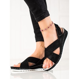 Sandaler i mocka med kardborre VINCEZA svart 1