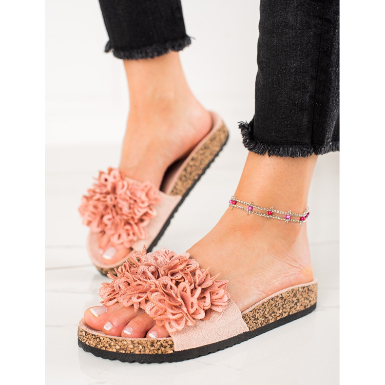 Rosa tofflor med blommor VINCEZA 1