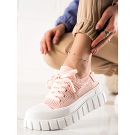 Trendiga sneakers på plattformen rosa 1