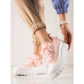 Trendiga sneakers på plattformen rosa 2