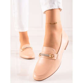 Ideal Shoes Eleganta Loafers med Cubic Zirconia beige 1
