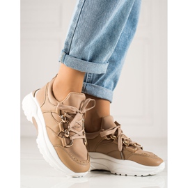 Trendiga sneakers beige brun 2