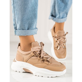 Trendiga sneakers beige brun 1