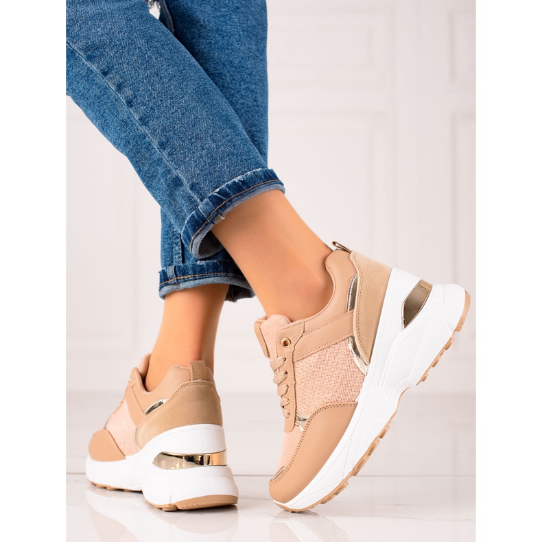 Diamantique Snygga sneakers på plattformen beige 2