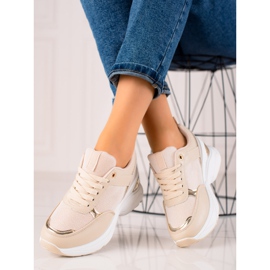 Diamantique Snygga sneakers på plattformen beige 1