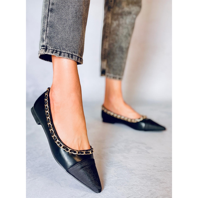 Ballerinor med kedja Sabina Black svart 1