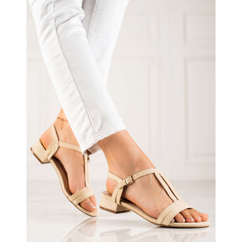 Klassiska VINCEZA-sandaler i mocka beige 1