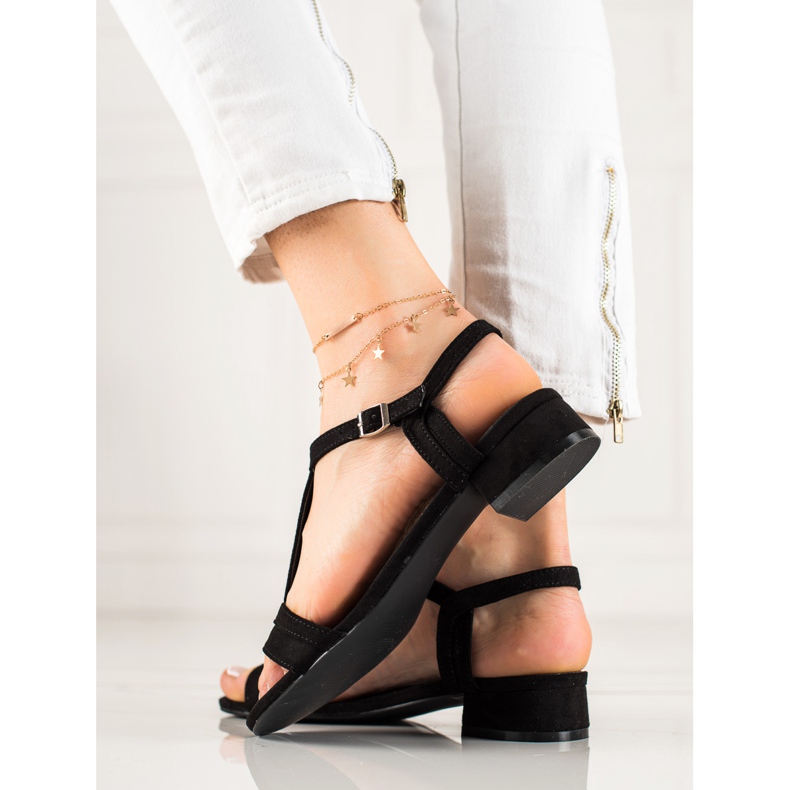 Klassiska VINCEZA-sandaler i mocka svart 2