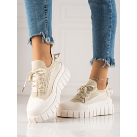 TRENDI Openwork sneakers på plattformen beige 1