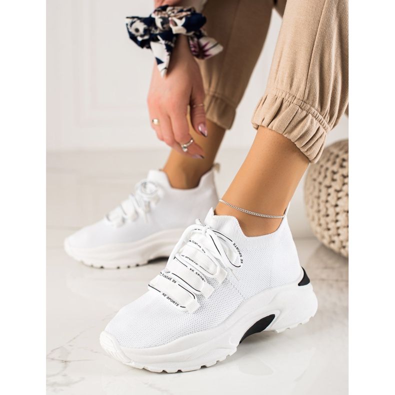 Camo Bekväma sportskor på plattformen vit 1