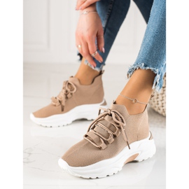 Camo Bekväma sportskor på plattformen beige 1