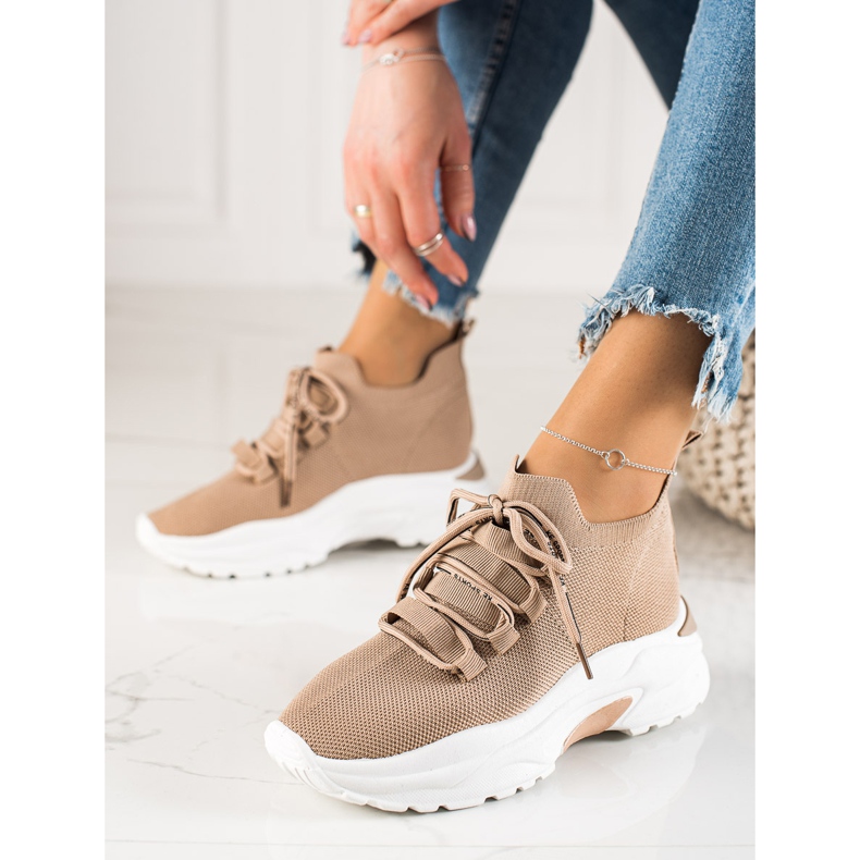 Camo Bekväma sportskor på plattformen beige 1