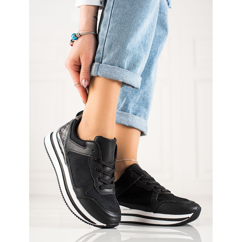 Diamantique Svarta sneakers med mesh 1