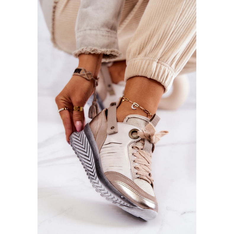 Läder för kvinnor Maciejka 04916-19 Beige Sneakers 1