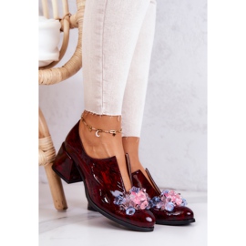 PA2 Elegant högklackat läder med vinröd Delaver-dekoration 1