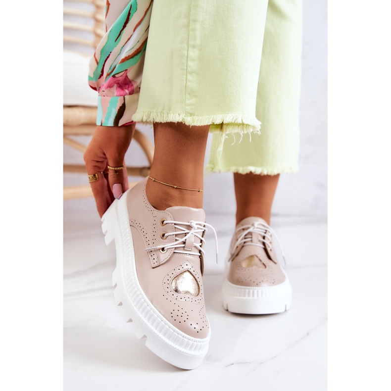 FILIPCZYK Läderskor med hjärtan Beige Curtis 1