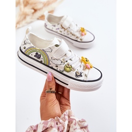 Vinceza Barnsneakers med kardborrtryck Vit spets 1