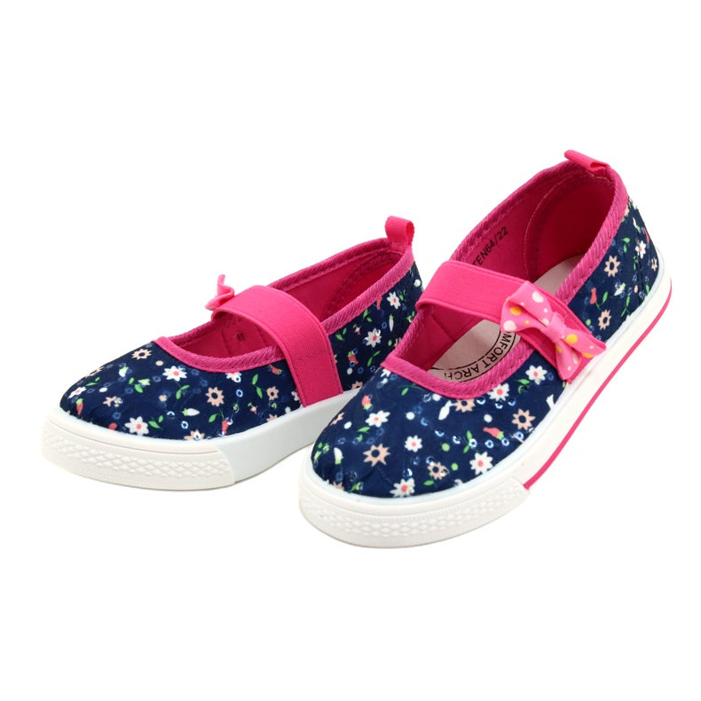 American Club Girl 'Ballerinas Sneakers med en båge Ten64/22 i blommor blå blå 2