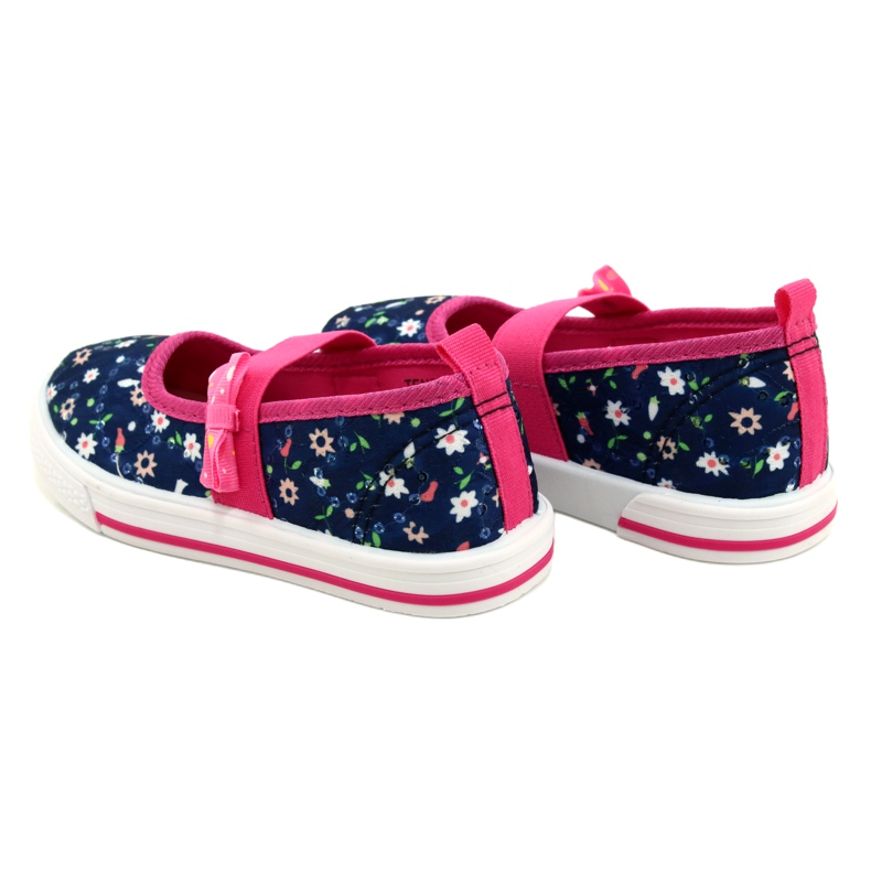 American Club Girl 'Ballerinas Sneakers med en båge Ten64/22 i blommor blå blå 5