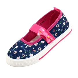 American Club Girl 'Ballerinas Sneakers med en båge Ten64/22 i blommor blå blå 3
