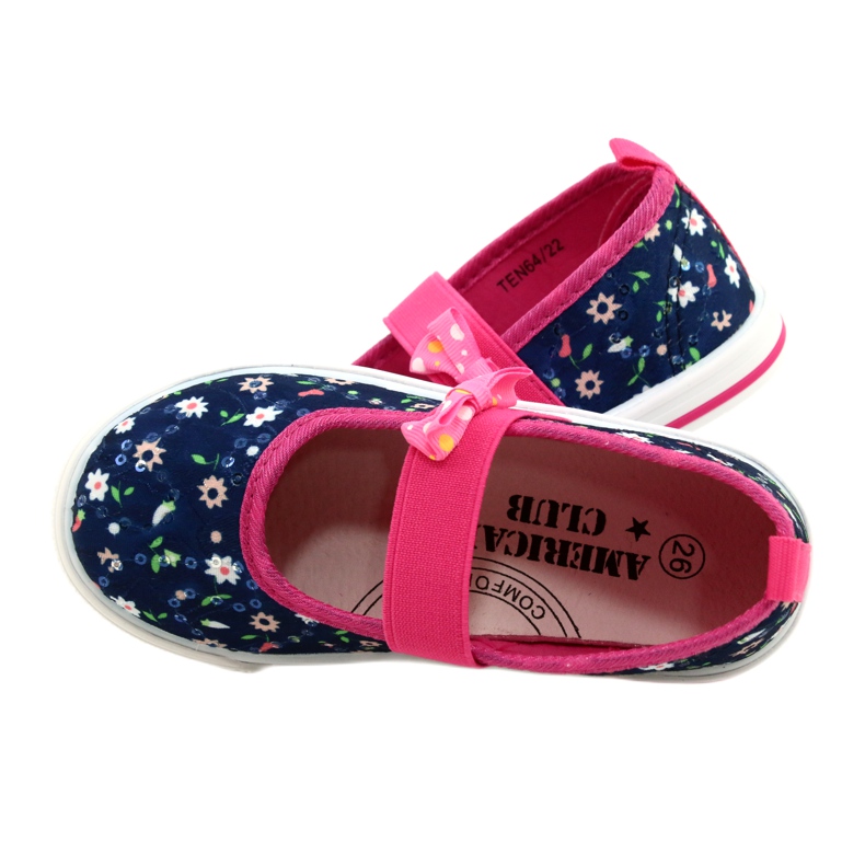 American Club Girl 'Ballerinas Sneakers med en båge Ten64/22 i blommor blå blå 4