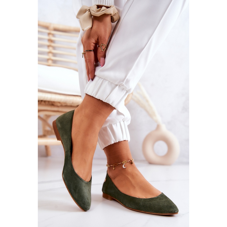 Mocka Ballerinas för damer Maciejka 04100-45 Khaki kaki grön 2