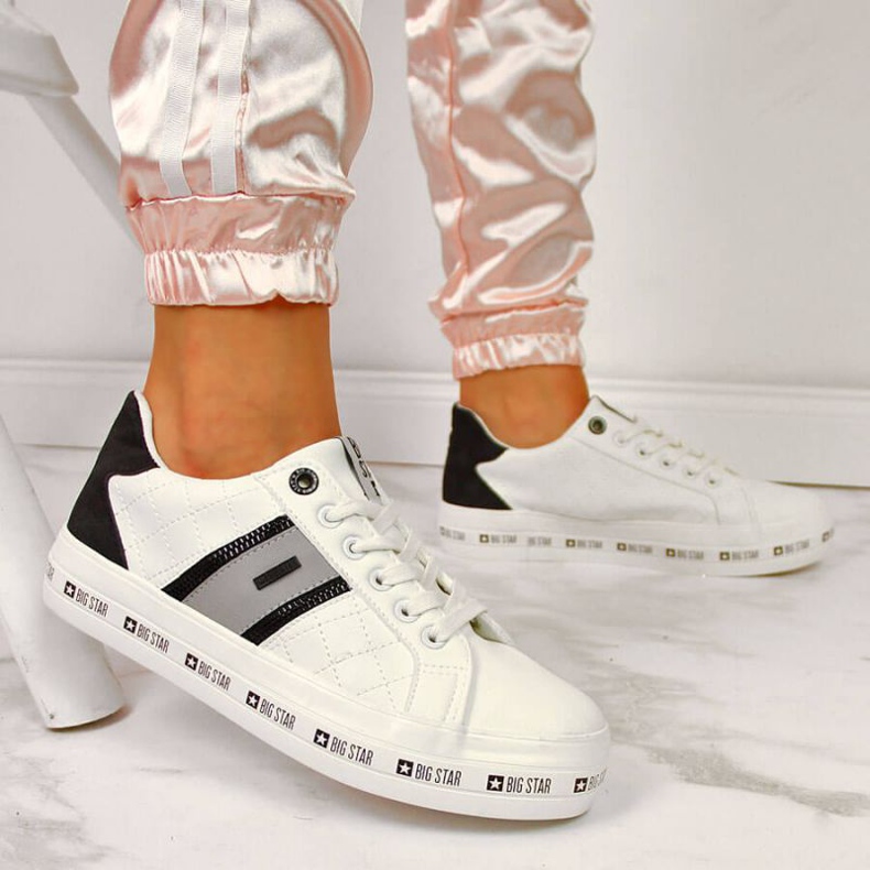 Låga sneakers på Big Star W II274071 plattform vit svart grå 2
