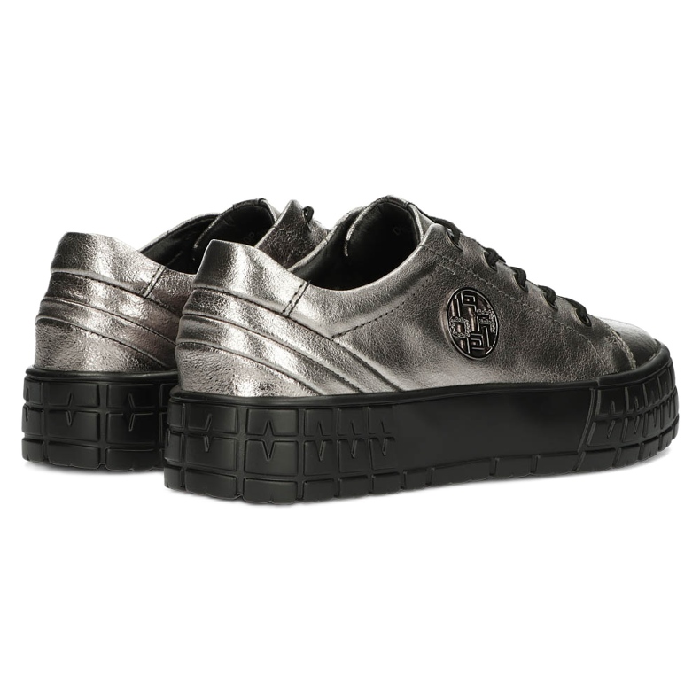 Filippo Snygga DP3528 / 22 GN Gun Metal Läder Sneakers brun silver- 3