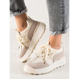 Seastar Knytna Sneakers På Plattformen beige 2