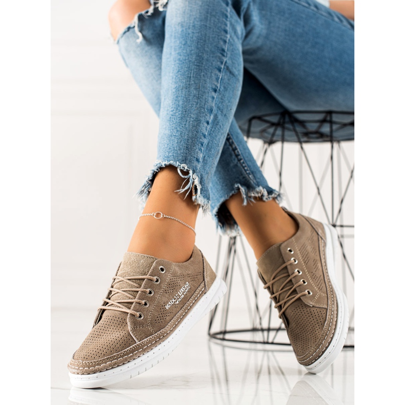 Goodin Casual läder sneakers beige 1