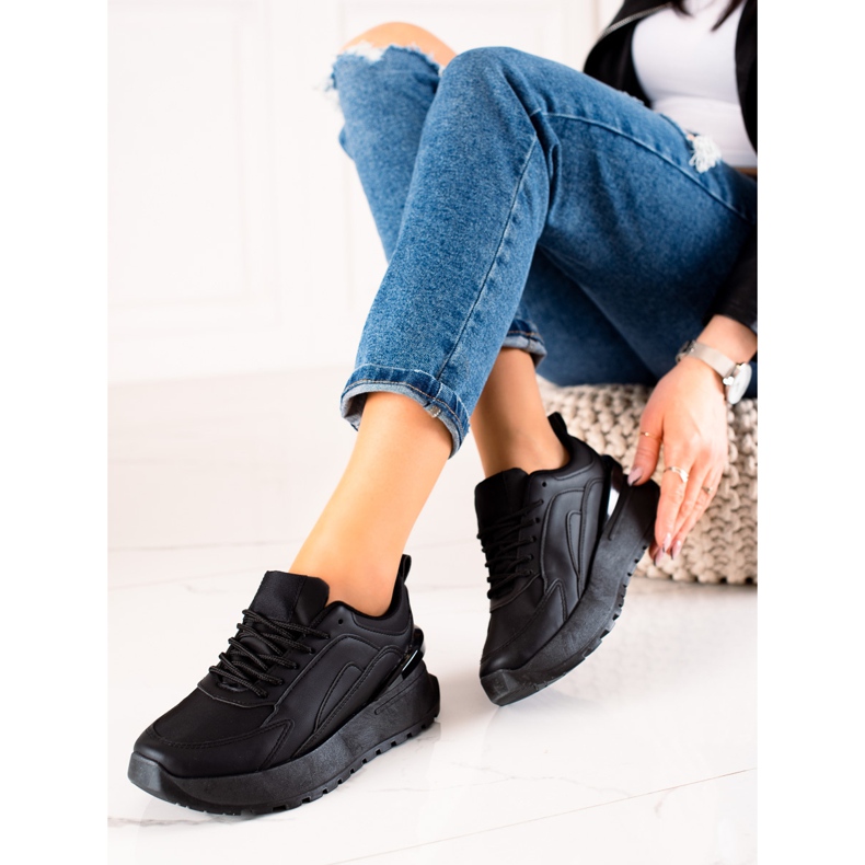 TRENDI Svarta Eco Leather Sneakers 1