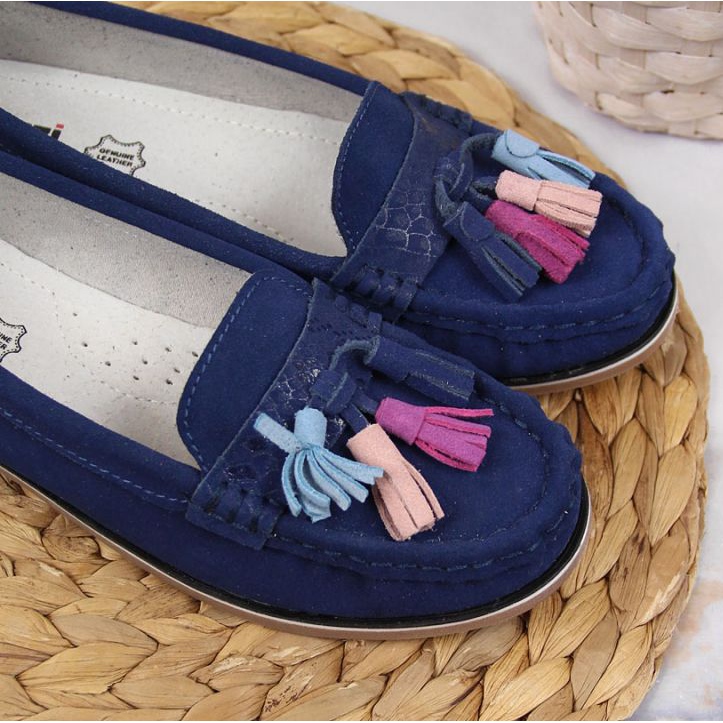 Evento Mockasiner med fransar Jezzi W JEZ328A marinblå 2