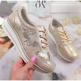 Lädersneakers S. Barski W OLI148 guld gyllene 1