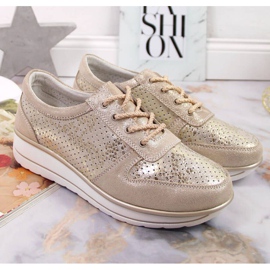 Lädersneakers S. Barski W OLI148 guld gyllene 2