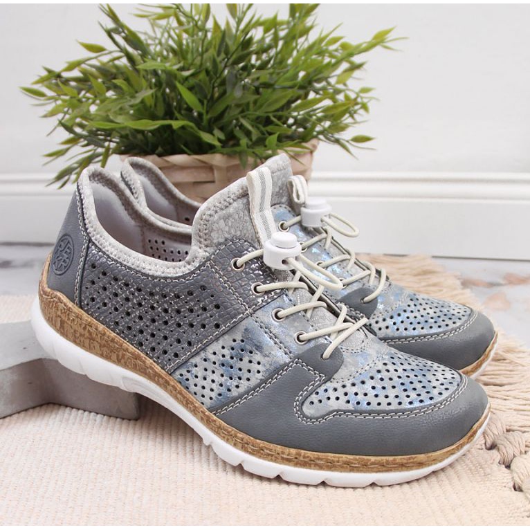 Rieker W N4255-12 genombrutna sportskor blå 2