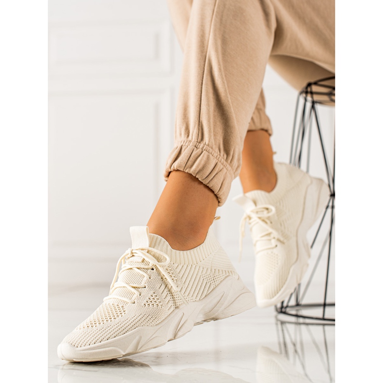 TRENDI Textil sportskor beige 1