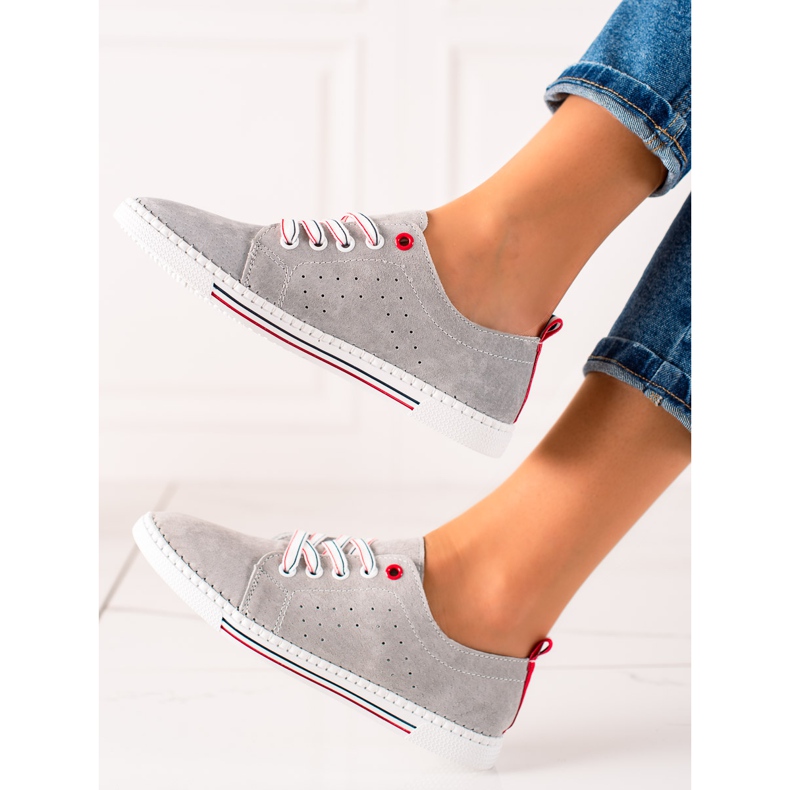 Filippo Klassiska lädersneakers grå 1