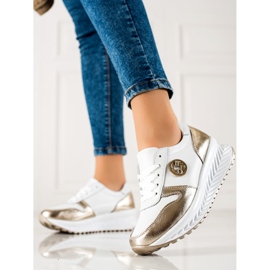 Filippo Klassiska lädersneakers vit gyllene 1