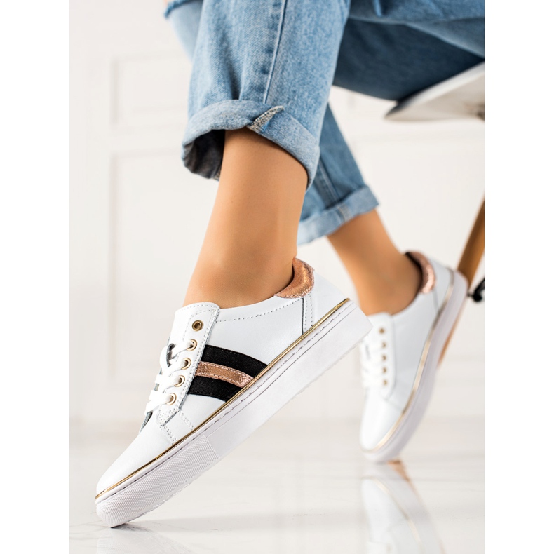 Sportssneakers gjorda av VINCEZA-läder vit 1
