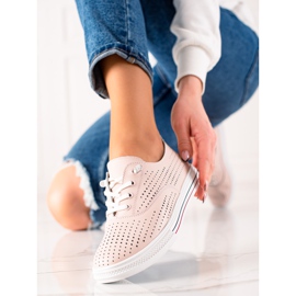 VINCEZA sneakers i genombrutet läder rosa 1